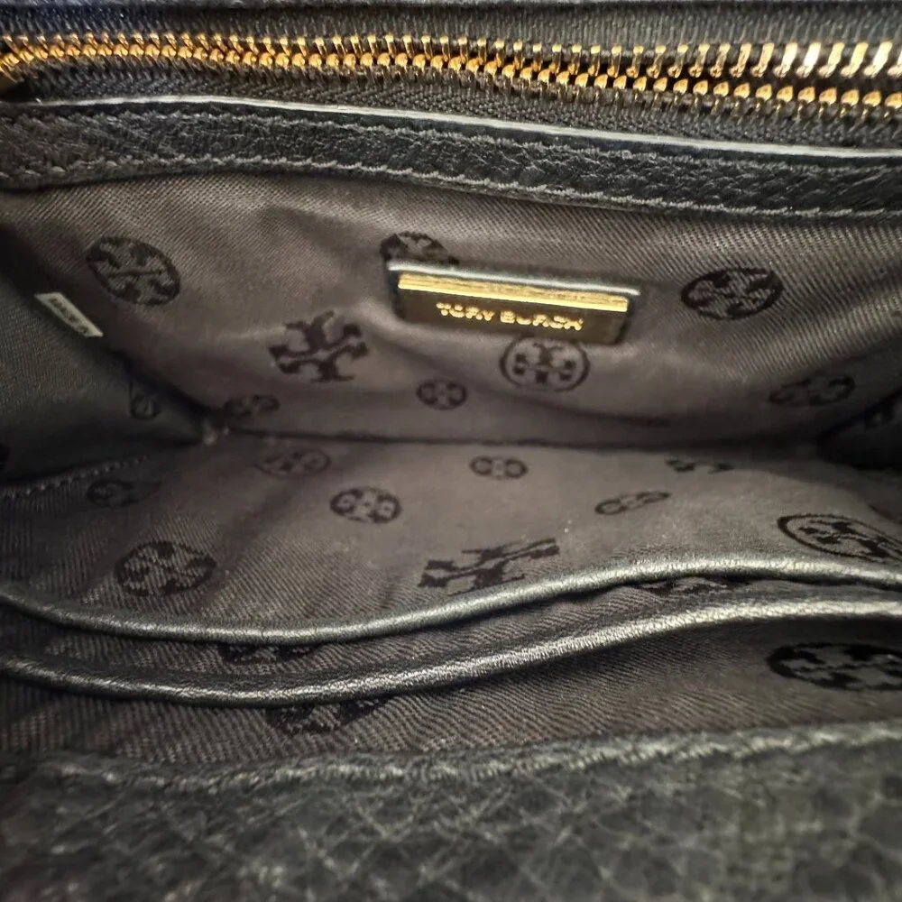 Tory Burch Britten Combo Crossbody Bag in Black Pebbled Leather